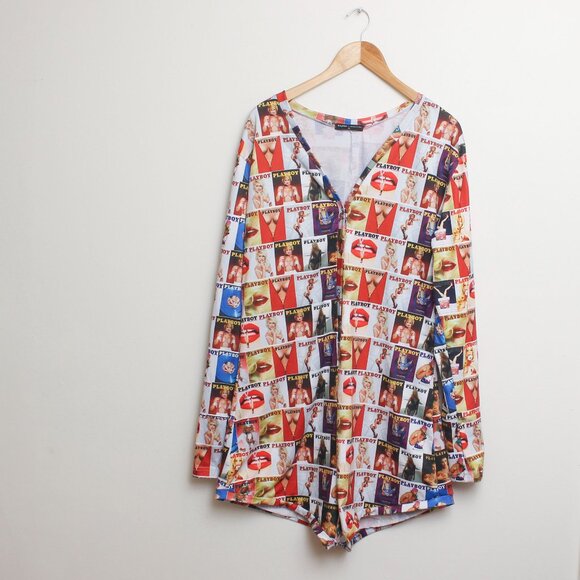 Playboy x Yandy Romper Women 2X Magazine All Over Print - Picture 10 of 11